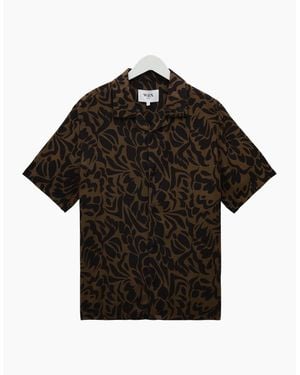 Wax London Didcot Two Tone Floral Short Sleeve Shirt - Black