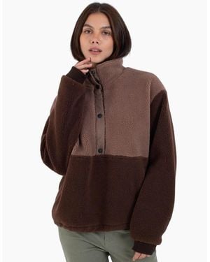 Hurley Comfort High Pile Button Up Half Zip Fleece - Brown