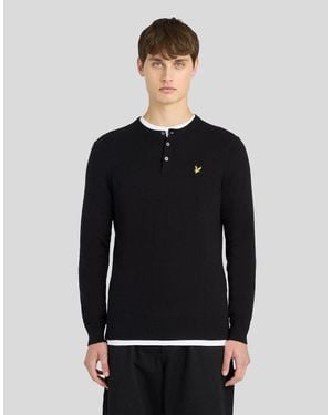 Lyle & Scott Cotton Merino Henley Jumper - Black