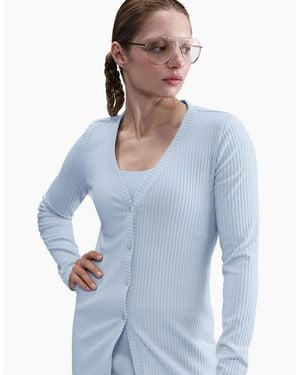 Nike Stitched Detail V-Neck Long Sleeve Jumper - Blue