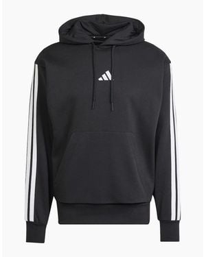 adidas Fleece 3 Stripes Hoodie - Black