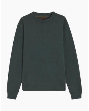 BOSS Wesmallcrew Crew Neck Open Sweatshirt - Green