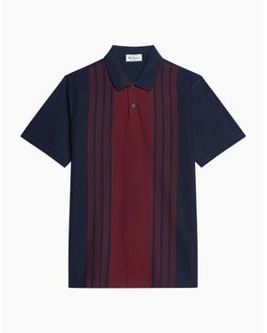 Ben Sherman Birdseye Stripe Short Sleeve Polo Shirt - Blue