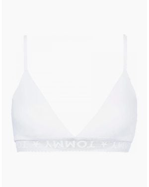 Tommy Hilfiger Logo Lace Spacer Cup Triangle Bralette - White