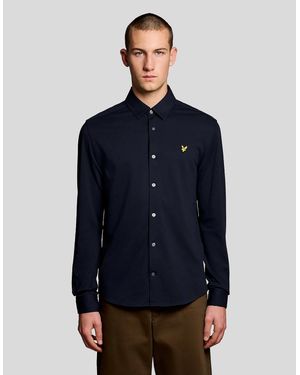 Lyle & Scott Cotton Oxford Jersey Shirt - Blue