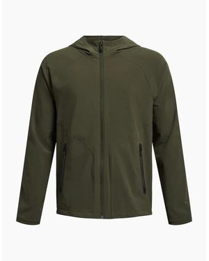 Under Armour Solid Patterned Hooded Full Zipper Fleece Jacket - Green