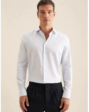 Seidensticker Slim Fit No Iron Spread Kent Structured Pattern Business Shirt Light - White