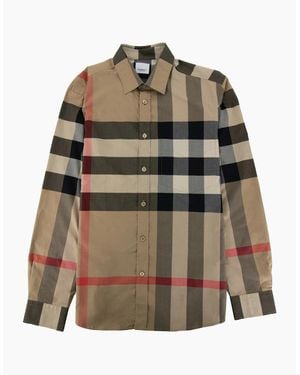 Burberry Ip Check Poplin Shirt Archive - Green