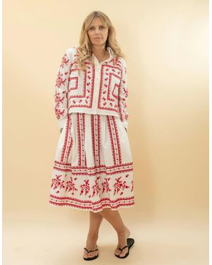 Nooki Design Sienna Embroidered Cropped Shirt - Pink