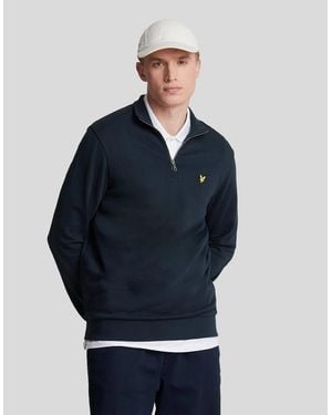 Lyle & Scott Cotton Loopback 1/4 Zip Sweatshirt - Blue