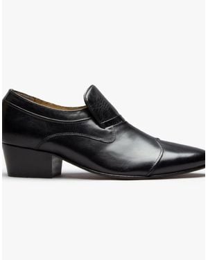 Club Cubano Carluccio Leather Cuban Heel Shoes - Black