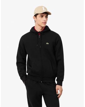 Lacoste Fleece Full-Zip Classic Fit Hoodie - Black