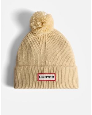 HUNTER Brenig Ribbed Pom Beanie - Natural