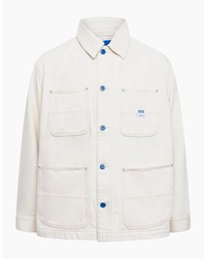 BOSS Lisimba Solid Patterned Workwear Jacket With Front Pocket - White