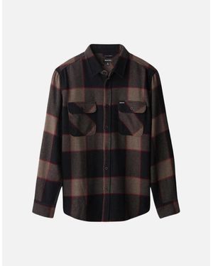 Brixton Heather/Charcoal Bowery L/S Flannel Shirt - Black