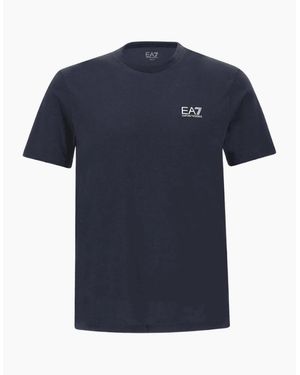 EA7 Cotton Basic Logo Deep T-Shirt - Blue