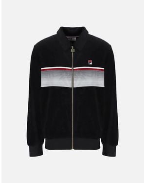Fila Malakai Stripe Velour Track Top Jacket/Gardenia - Black