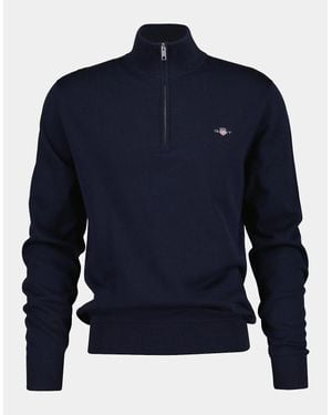 GANT Classic Cotton Shield Logo Half Zip Jumper - Blue