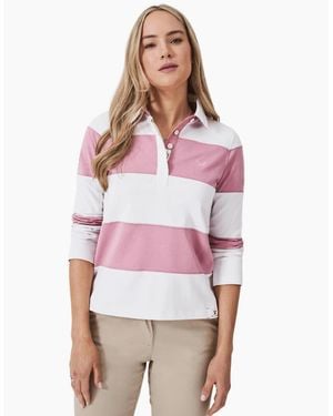 Crew Longsleeve Stripe Rugby T-Shirt - Red