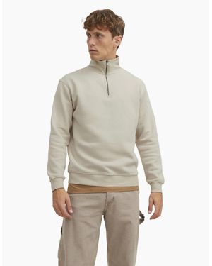 Jack & Jones Bradley Sweat Half Zip Sweatshirt - Natural