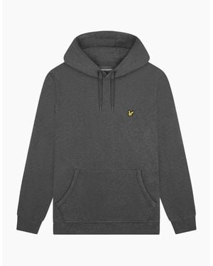 Lyle & Scott Lyle & Scott Branded Charcoal Marl Pull-Over Hoodie - Grey