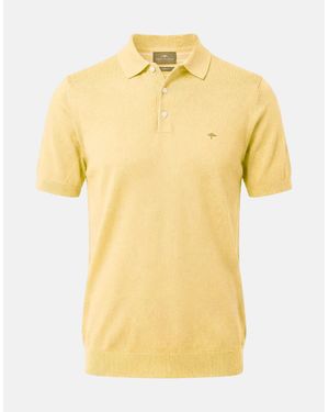 Fynch-Hatton Fine Knit Air Cotton Polo Shirt Pale - Yellow