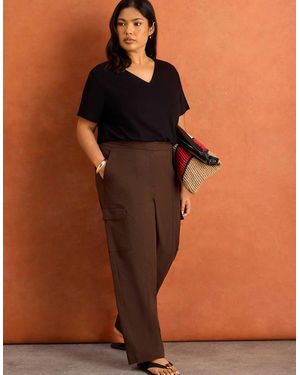 Live Unlimited London Wide Leg Trousers With Pockets - Natural