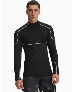 Under Armour Mock Neck High Collar Raglan Sleeve Compression Fit Midlayer - Black