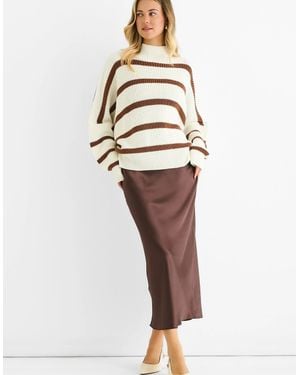 Gini London Chunky Knit High Neck Jumper - White