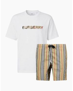 Burberry Check Print Shorts Set - White