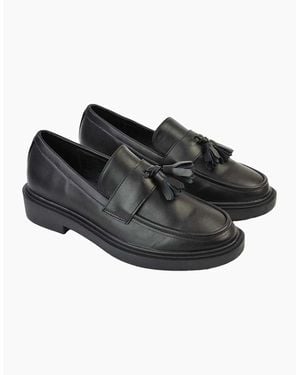 XY London Ladies Alida Tassel Chunky Flat Loafers - Black