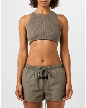 Fear Of God Logo Patch Ribbed Crop Top - Green