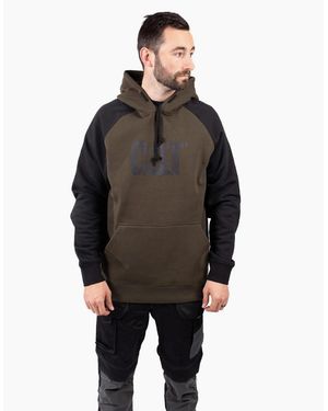 Caterpillar Raglan Hooded Sweatshirt Army Moss - Black