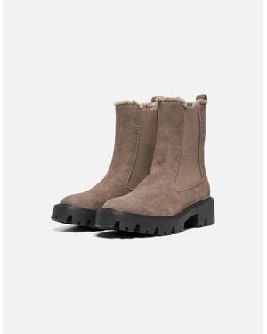 ONLY Betty-9 Warm Lined Polyurethane Stone Heeled Ankle Boots - Brown
