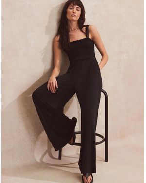 Ro&zo Shirred Bodice Jersey Jumpsuit - Natural