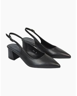 XY London Ladies Becky Sling Back Court Shoes - Black