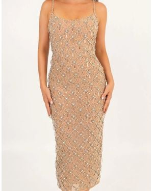 Oceanus Calliope Luxury Crystal Maxi Party Dress Multi Colour - Natural