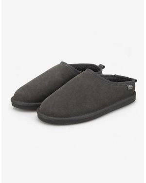 Totes Isotoner Borg Lined Suede Mule Slipper Mules - Grey