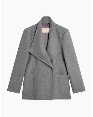 Ted Baker Evigna Double Faced Wool Short Sculpted Charcoal Wrap Coat - Grey
