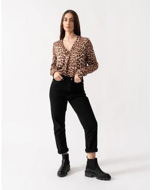 Samsøe & Samsøe Samsoe & V-Neck Leopard Print Blouse - Natural