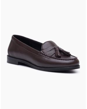 Hush Puppies Connie Leather Chocolate Loafers - Black