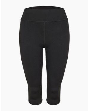 Diadora Three Quarter Solid Patterned Leggings - Black