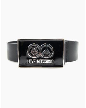 Love Moschino Gloss Peace Sign Buckle Belt 9902 - Black