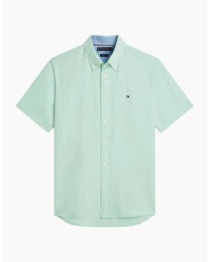 Tommy Hilfiger Linen Blend Solid Shirt Mai Crushed Mint - Blue