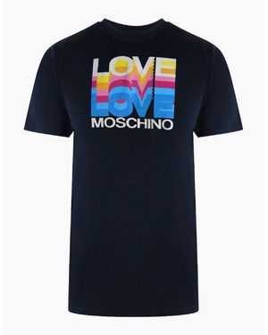 Love Moschino T-Shirt Large Love Colourful Logo - Blue