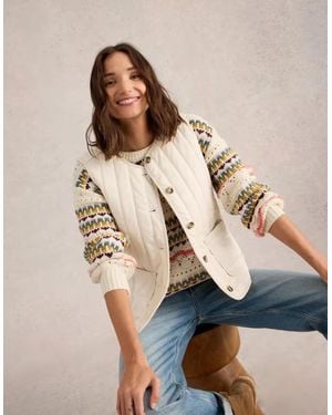 White Stuff Emma Quilted Gilet Natural