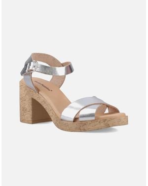 Hush Puppies Georgia Cork Leather Heels - Metallic