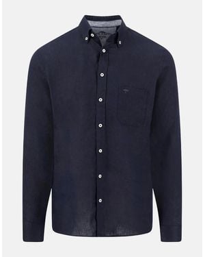 Fynch-Hatton Pure Linen Button Down Shirt - Blue