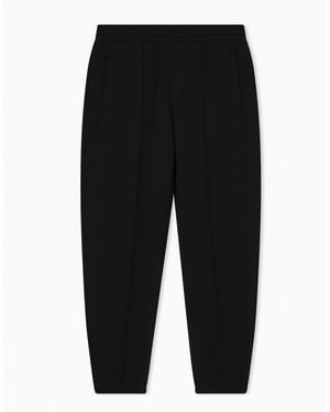 Emporio Armani Double-Jersey Branded Cuffed Joggers - Black