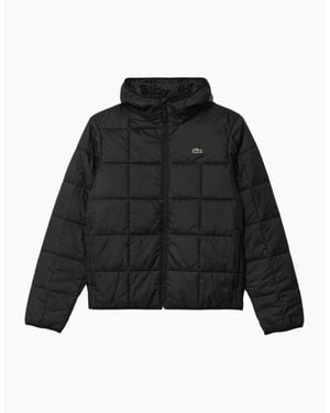 Lacoste Waterproof Logo Hooded Puffer Jacket - Black